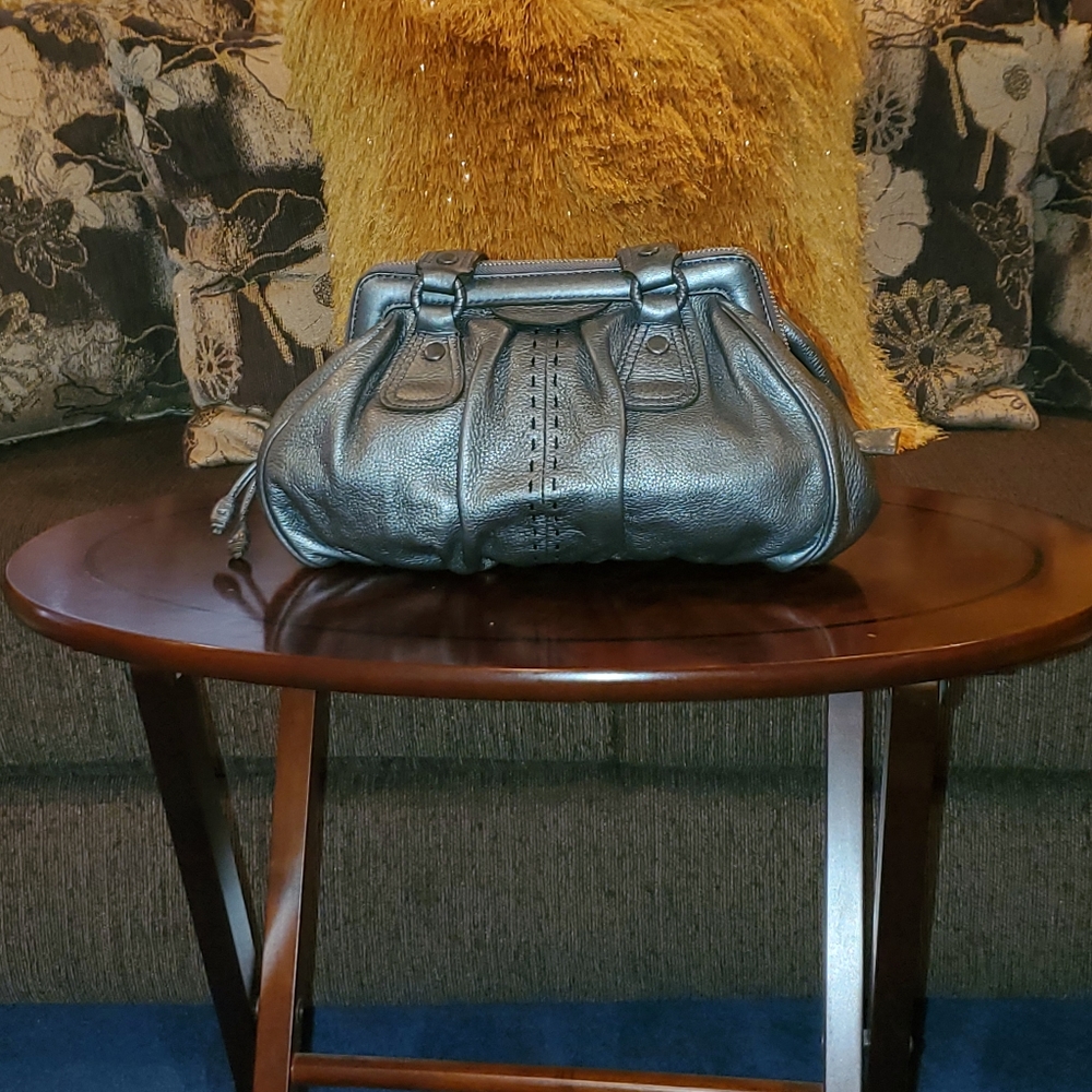 Cole Haan S Silver Pebbke Leather handbag